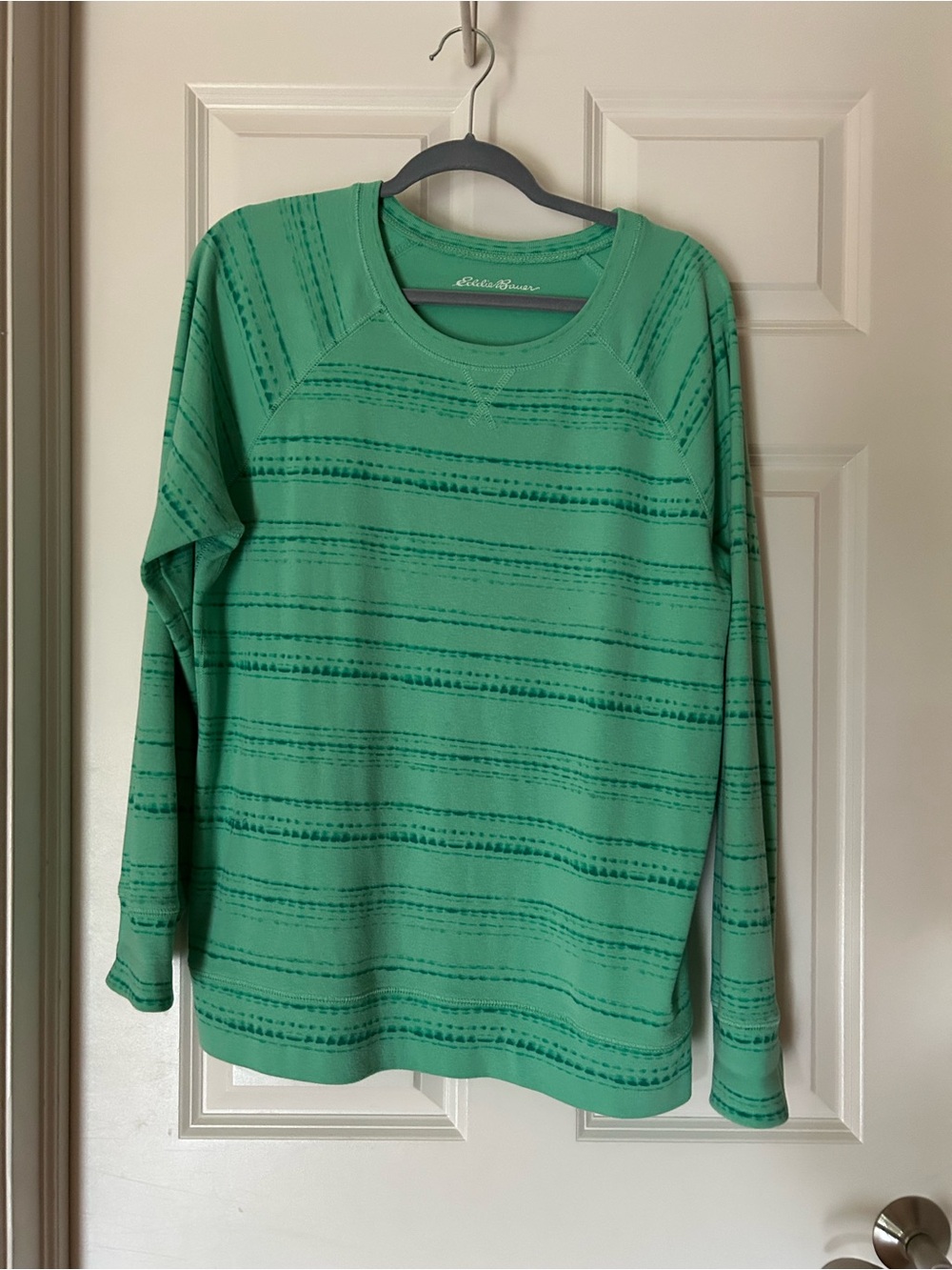 Eddie Bauer Mint Green Lightweight Striped Long Sleeve Pullover XL